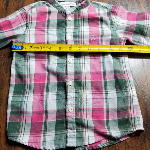 Neck & Neck set of 3 button down shirt sz 2T Pink, White, and Green plaid - Picture 6 of 16